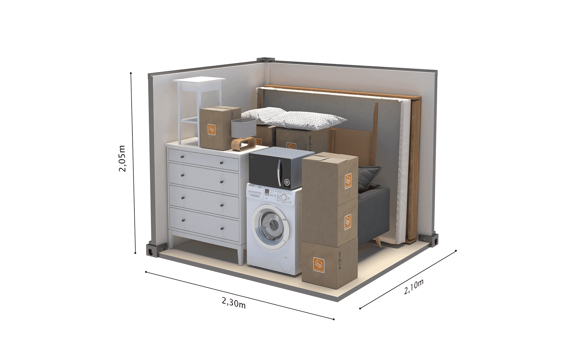 Image du box de 5m2 pour  10m3 avec les dimensions