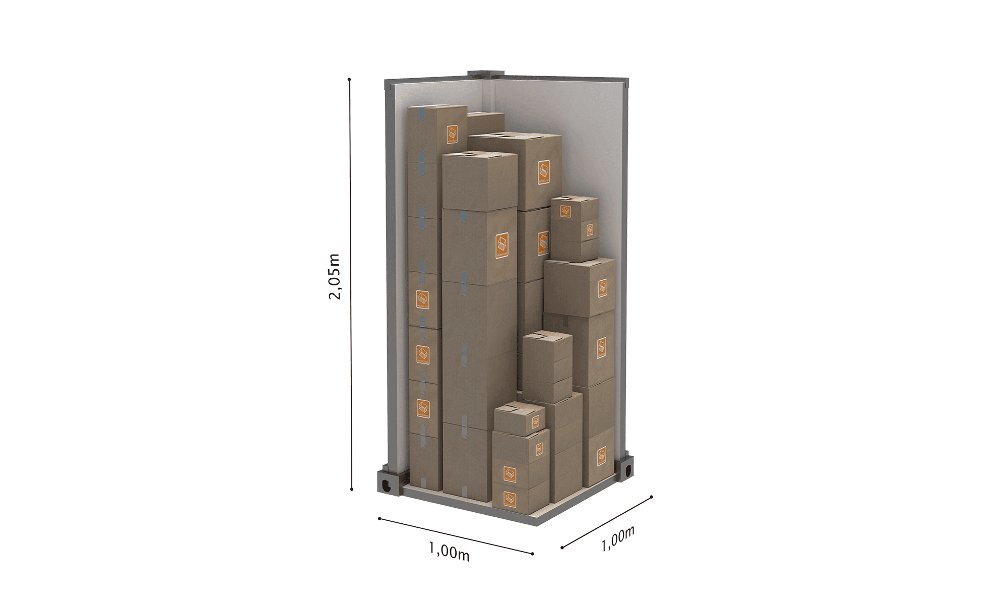 Image du box de 1m2 pour  2m3 avec les dimensions