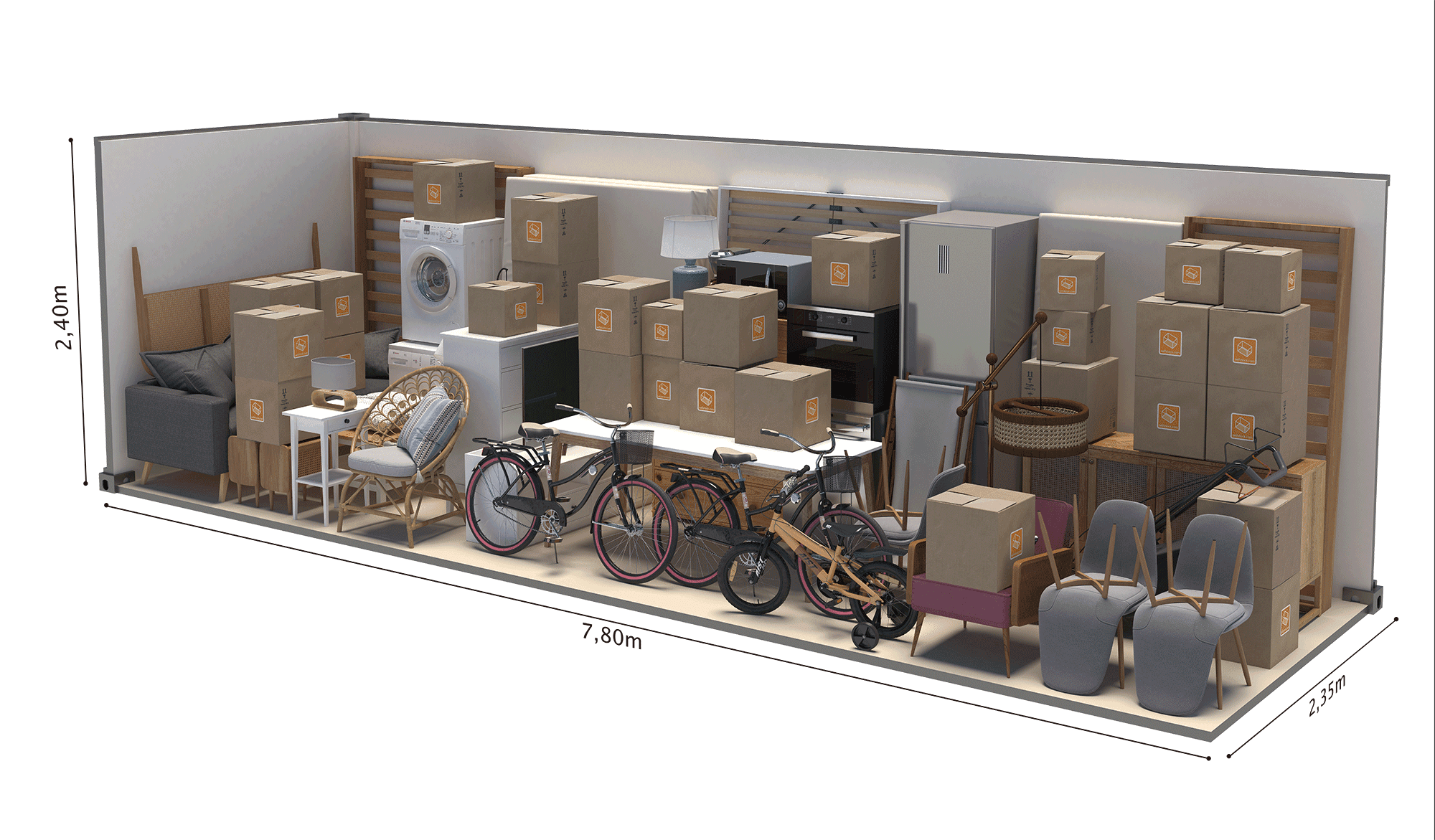Image du box de 18m2 pour  41m3 avec les dimensions
