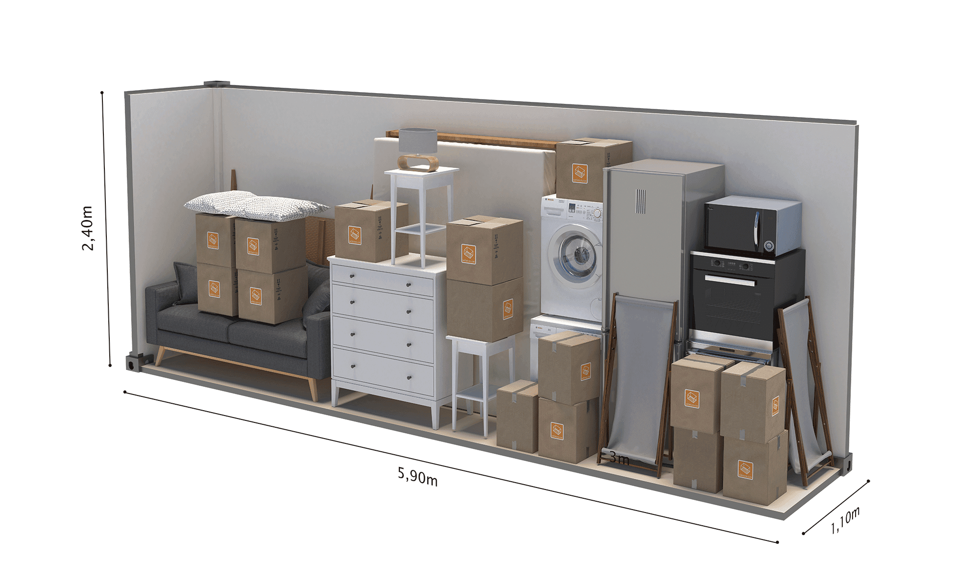 Image du box de 7m2 pour  16m3 avec les dimensions